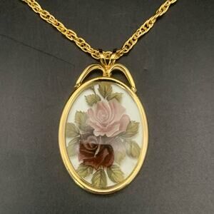 Vintage Rose Necklace Pendant